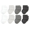 Hudson Baby Unisex Baby Cotton Rich Newborn And Terry Socks, Solid Gray White, 0-6 Months