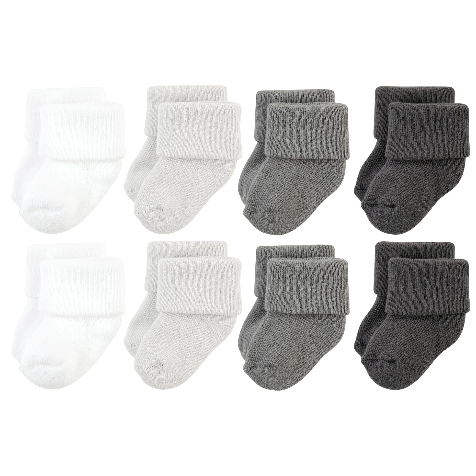 Hudson Baby Unisex Baby Cotton Rich Newborn And Terry Socks, Solid Gray White, 6-12 Months