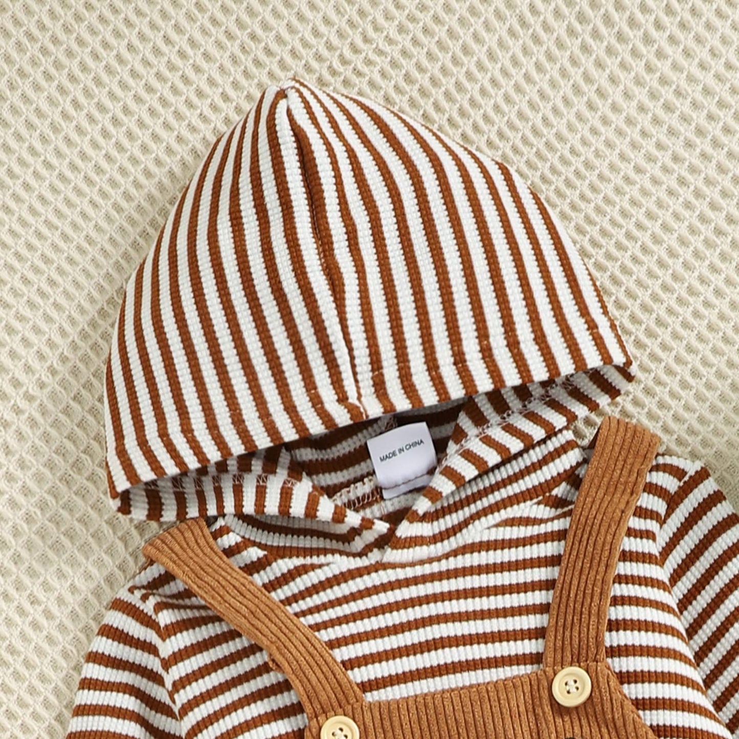 Focici Baby Boy Girl Clothes Long Sleeve Outfits Fall/Winter Ribbed Hoodie Baby Romper Yellow 6-9 Momths