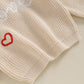 Baby Girl Valentines Day Outfit Love Heart Sweet Long Sleeve Sweater Tshirt Crewneck Tops Fall Winter Clothes (C-Khaki, 9-12 Mon