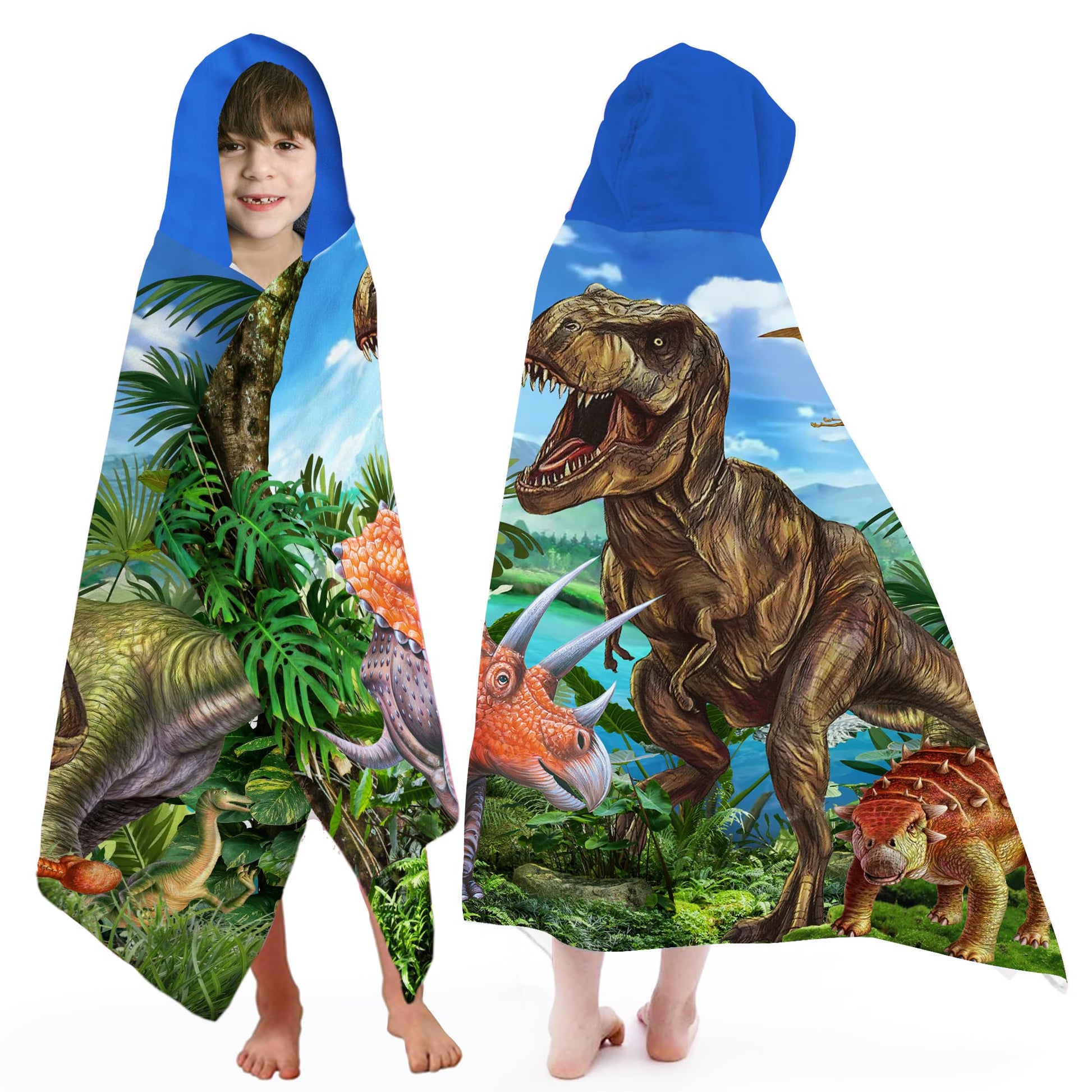 Unibyby Dinosaur Hooded Towel, Dinosaur Beach Towel, Dinosaur Towel For Boys 30' X 50', T-Rex Microfiber Absorbent Quick Dry B
