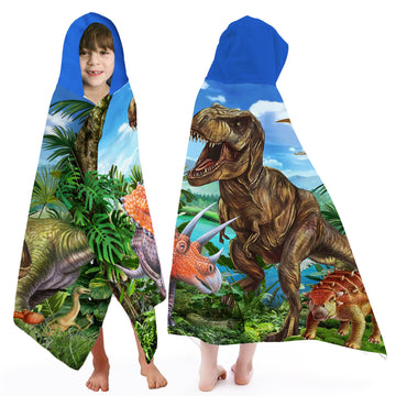 Unibyby Dinosaur Hooded Towel, Dinosaur Beach Towel, Dinosaur Towel For Boys 30' X 50', T-Rex Microfiber Absorbent Quick Dry B
