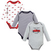 Hudson Baby Unisex Baby Cotton Long-Sleeve Bodysuits, Fire Truck, 0-3 Months
