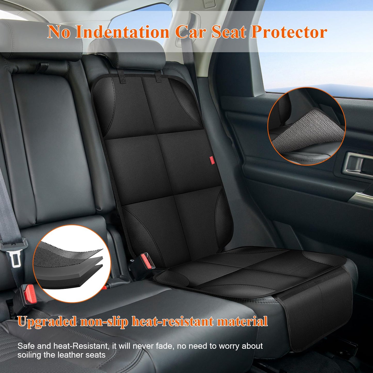 Car Seat Protector, Carseat Seat Protectors With Thick Padding And Upgraded Non-Slip Backing, Waterproof Seat Protector Under Ba