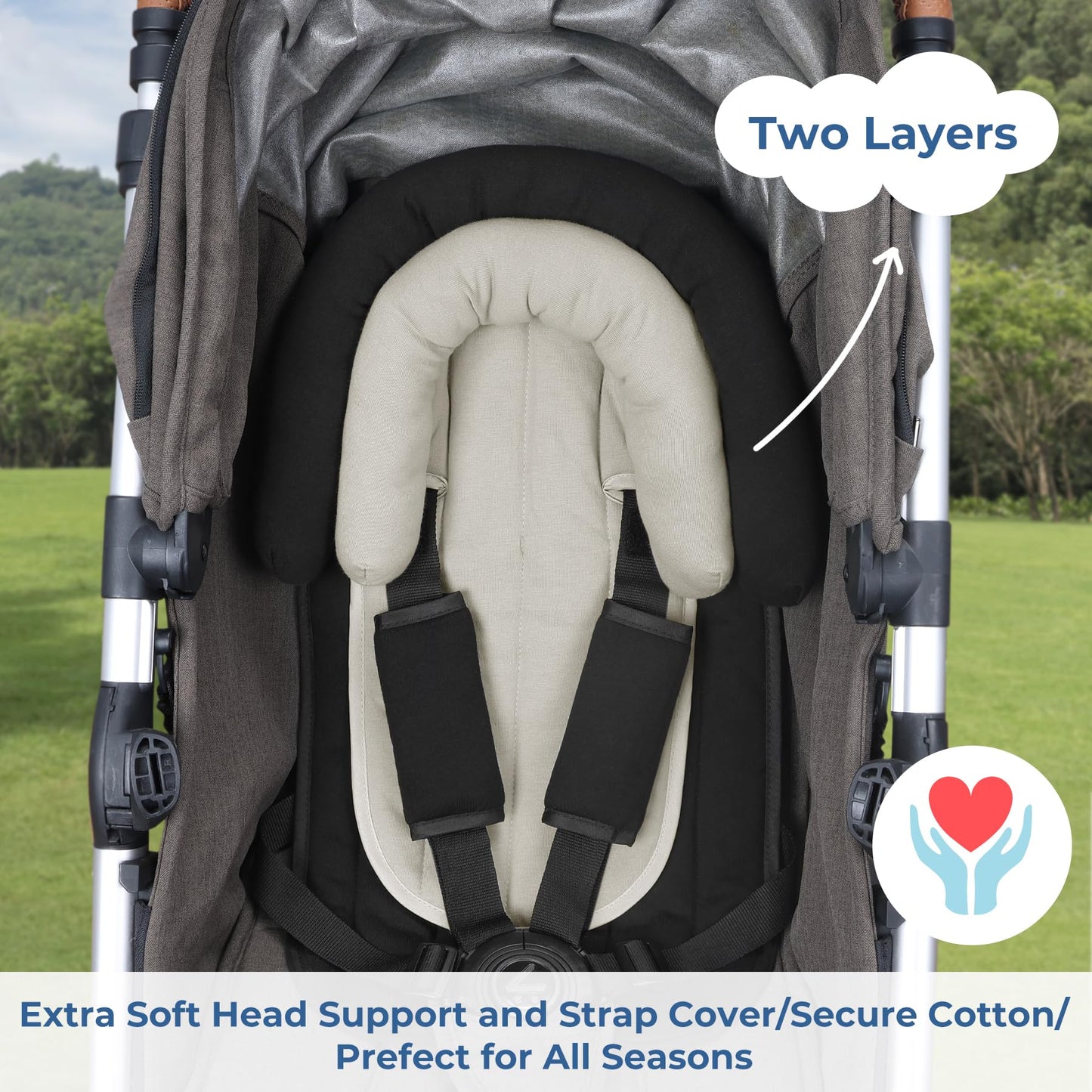 Coolbebe Upgraded Babybody Support & Strap Covers Set For Newborn Infant Toddler - Extra Soft Breathable Car Seat Insert Cushion