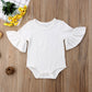 Mubineo Infant Baby Girl Basic Bell Short Sleeve Cotton Romper Bodysuit Tops Clothes (White, 3-9 Months)
