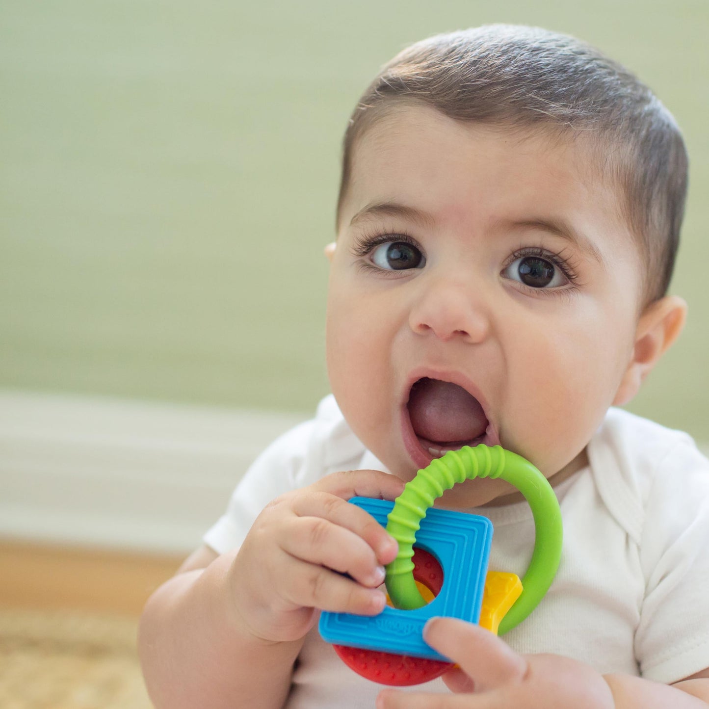 Dr. Browns Learning Loop Baby Teether Ring, Multiple Shapes and Textures, 100% Silicone, BPA-Free, 3m+