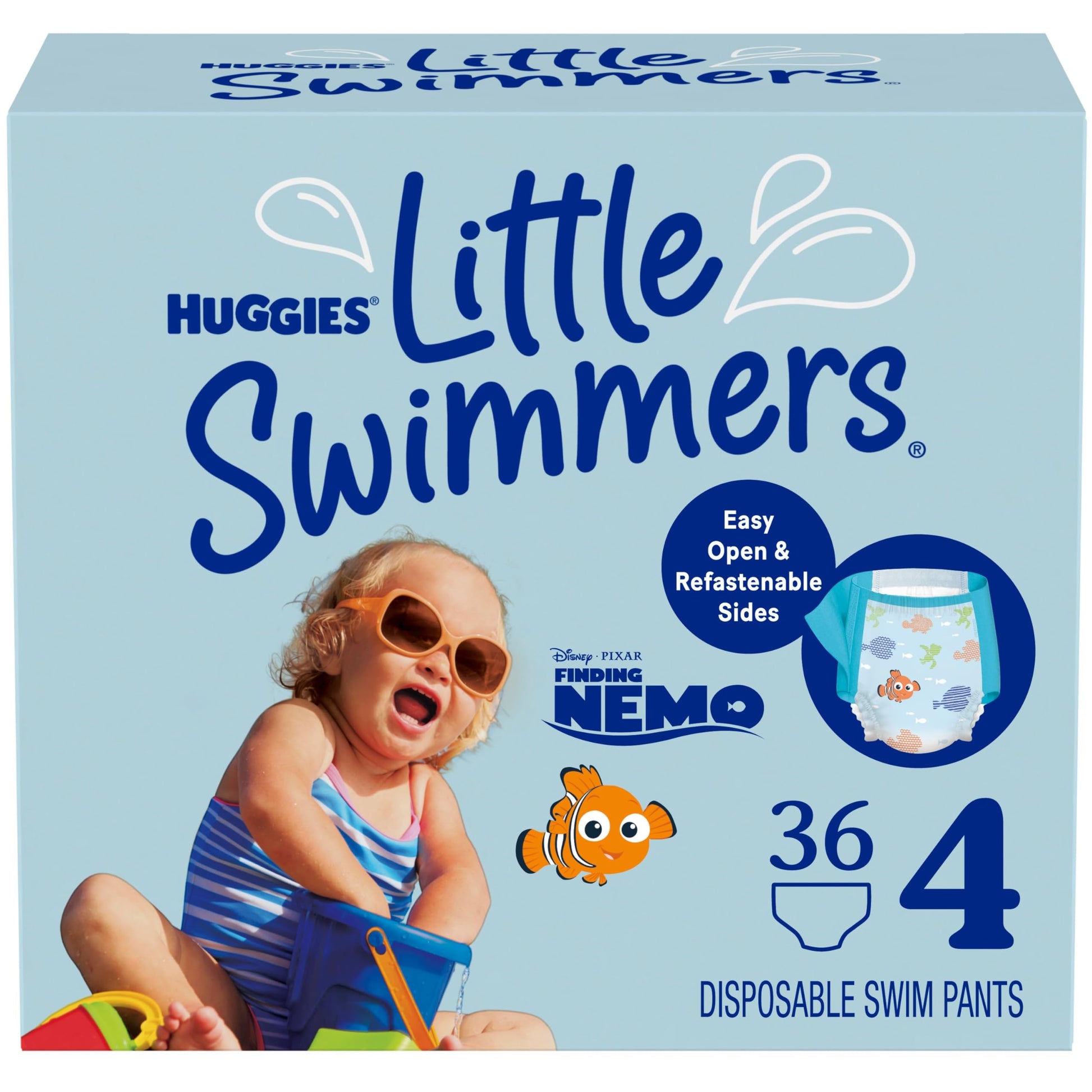 Huggies Little Swimmers Disposable Swim Diapers, Size 4 - Medium (22-37 Lbs), 36 Ct (2 Packs Of 18), Packaging May Vary