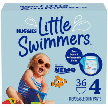 Huggies Little Swimmers Disposable Swim Diapers, Size 4 - Medium (22-37 Lbs), 36 Ct (2 Packs Of 18), Packaging May Vary