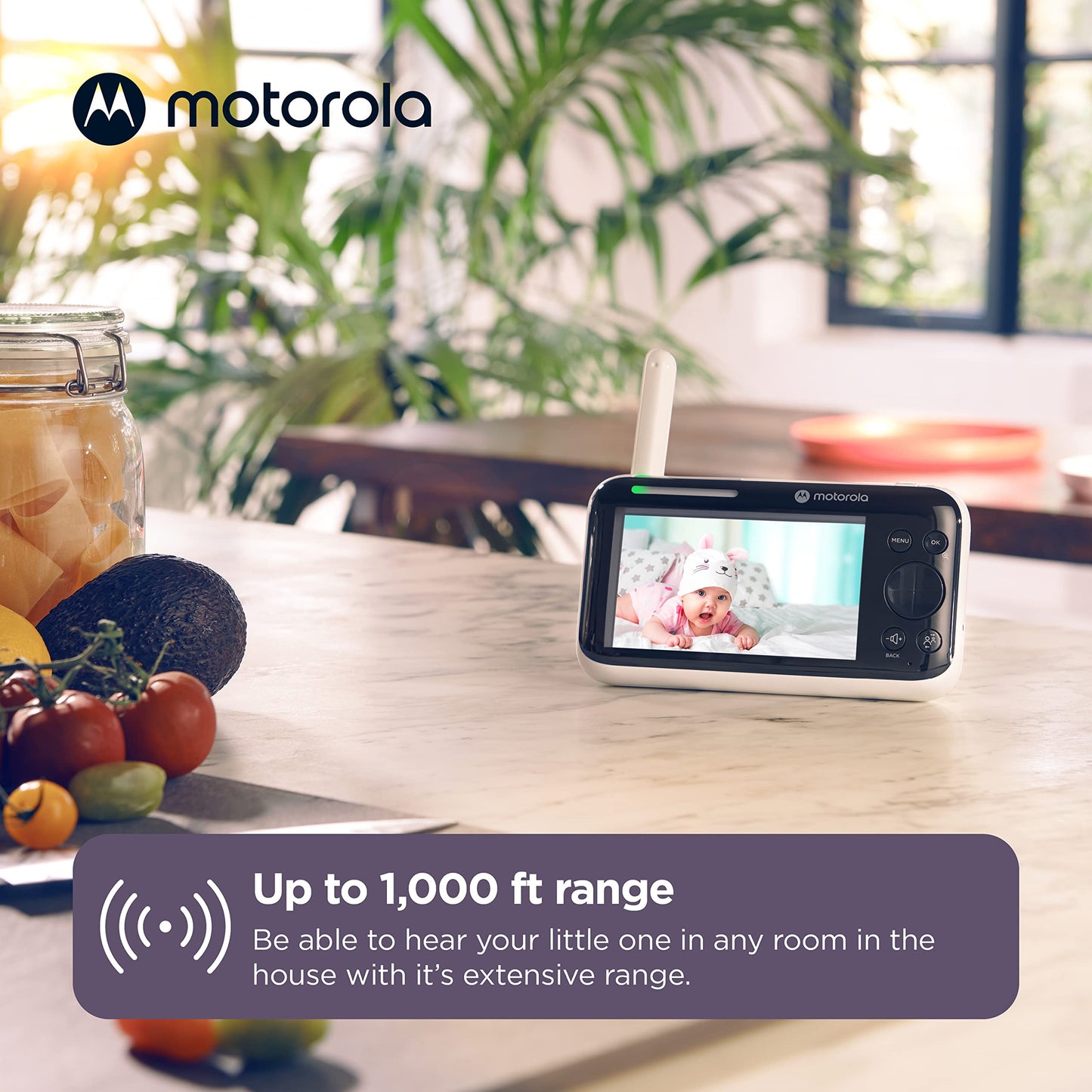 Motorola Baby Monitor Pip1500 Connect - 5' Wifi Video Baby Monitor With Camera, Wall Mount, Hd 1080P-Smart Phone Nursery App, 1