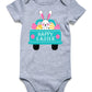Funnycokid Baby Boy Happy Easter Outfit Bodysuit Infant Girls Boys Rabbit Newborn Stuff Gender Neutral Clothes Announcement Grey