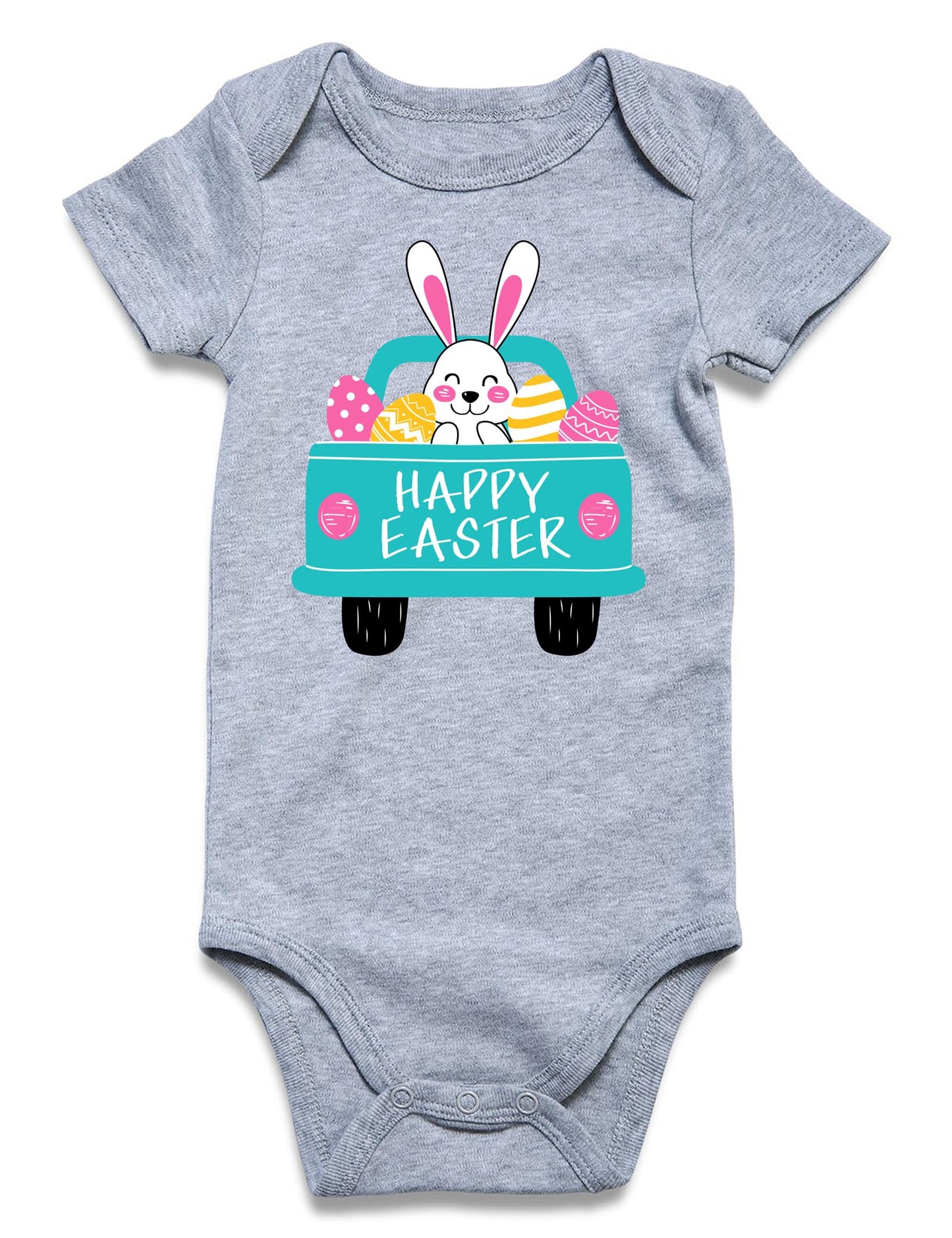 Funnycokid Baby Boy Happy Easter Outfit Bodysuit Infant Girls Boys Rabbit Newborn Stuff Gender Neutral Clothes Announcement Grey