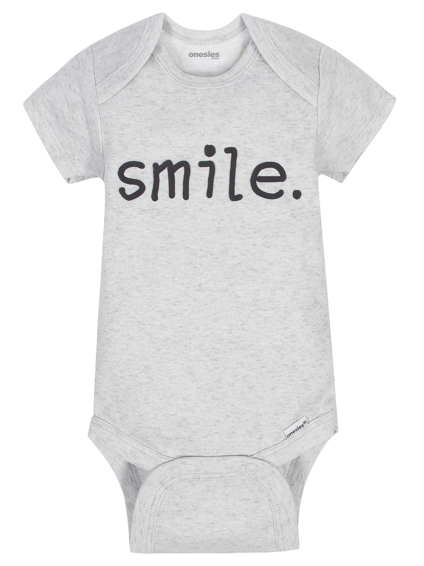 Onesies Brand Baby 8-Pack Short Sleeve Mix & Match Bodysuits, Play Smile & Hug Neutrals, 12 Months