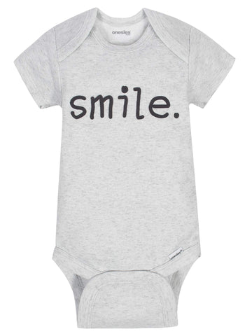 Onesies Brand Baby 8-Pack Short Sleeve Mix & Match Bodysuits, Play Smile & Hug Neutrals, 12 Months
