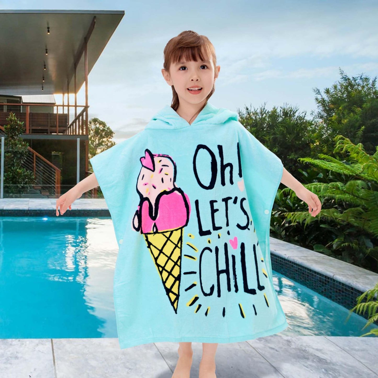 Voova & Movas Hooded Toddler Bath Towels (2-6Years,24'X48') Cotton Pool Poncho For Kids, Perfect For Swimming | Surfing | Camp