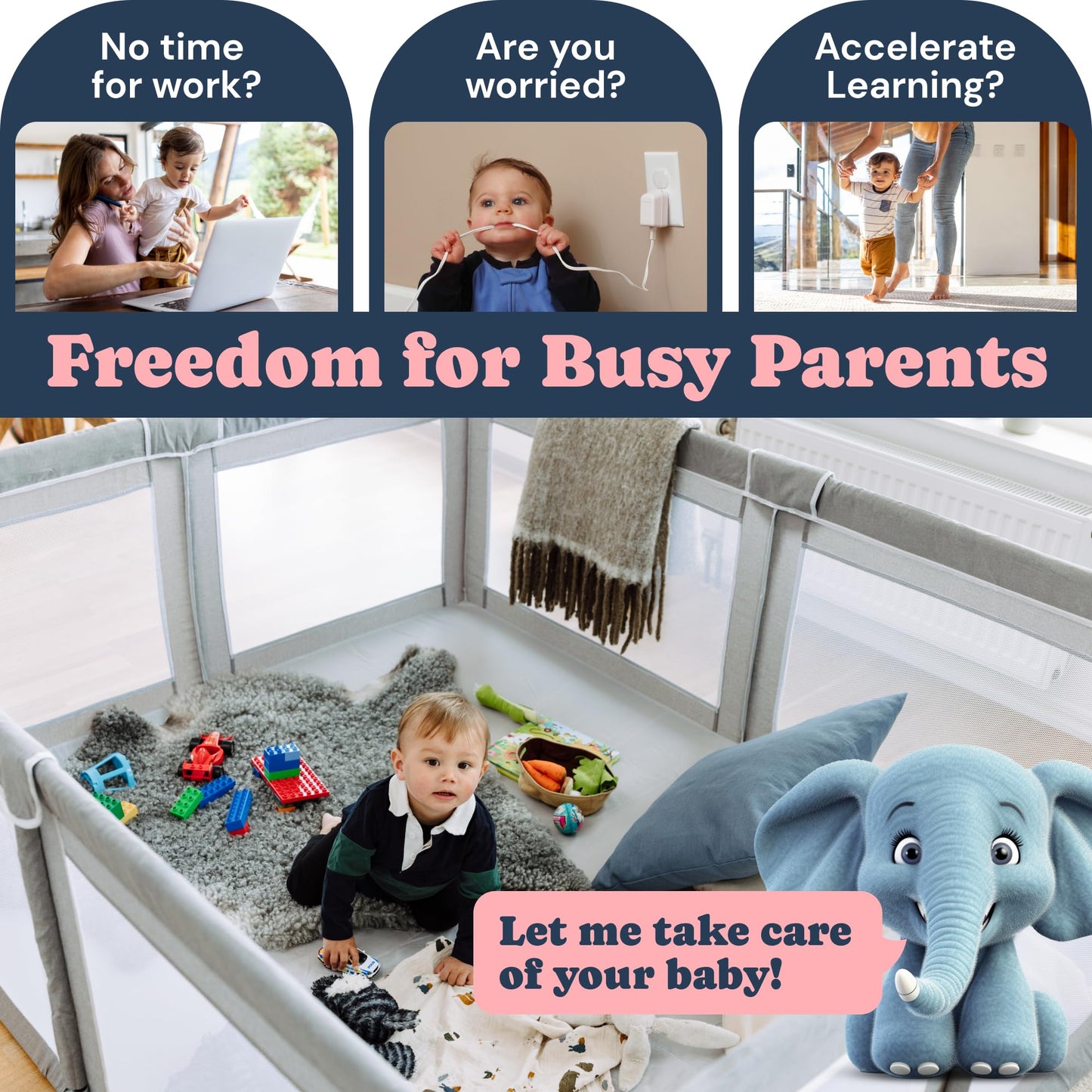 Todale Baby Playpen 70     59   - Baby Play Yard With Tear-Resistant Material, Anti-Slip Suckers, Breathable Mesh, Gate - Kids B