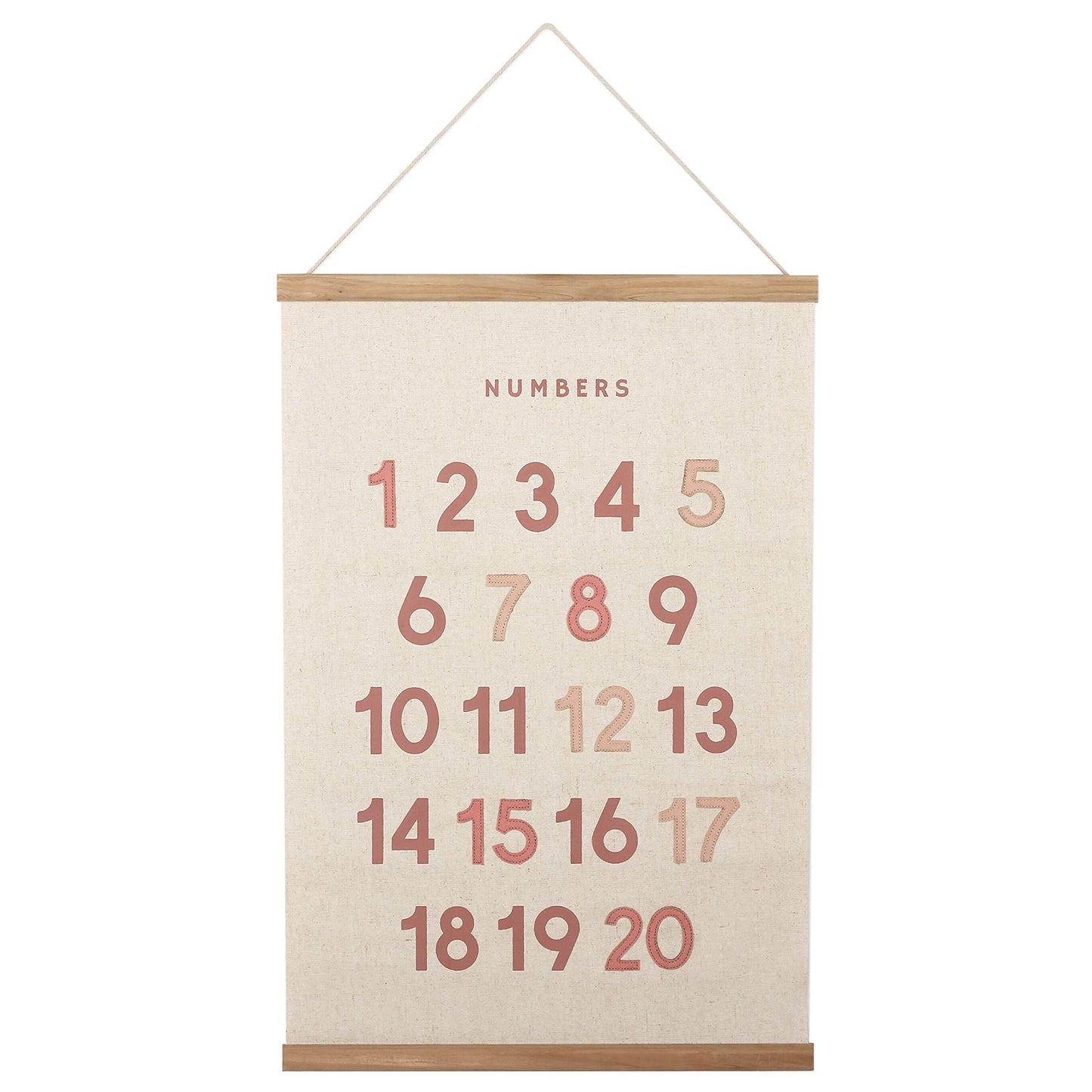 Bon Et Beau 1624 Inch Embroidered Numbers Poster Framed With Wood Hanger - Dusty Pink Wall Decor For Girls Nursery, Bedroom, Pla