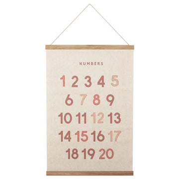 Bon Et Beau 1624 Inch Embroidered Numbers Poster Framed With Wood Hanger - Dusty Pink Wall Decor For Girls Nursery, Bedroom, Pla