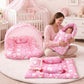 Fareto Combo Of Baby Cotton Mattress With Net | Sleeping Bag | 4 Pcs Bedding Set(06 Months, Pink, Size)