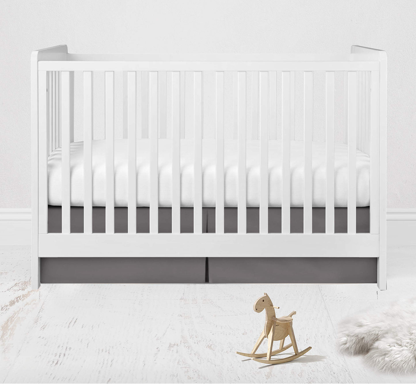 Bacati - Muslin Ikat Stars Toddler Bedding (Crib/Toddler Bed Skirt, Grey)