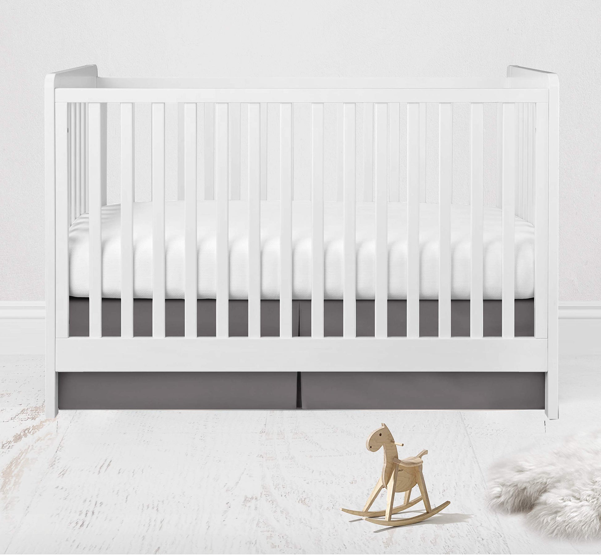 Bacati - Muslin Ikat Stars Toddler Bedding (Crib/Toddler Bed Skirt, Grey)