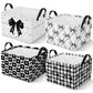 Bulyoou 4 Pcs Coquette Black Bow Storage Basket for Gifts Dark Preppy Girly Collapsible Fabric Storage Bins with Handle Foldable