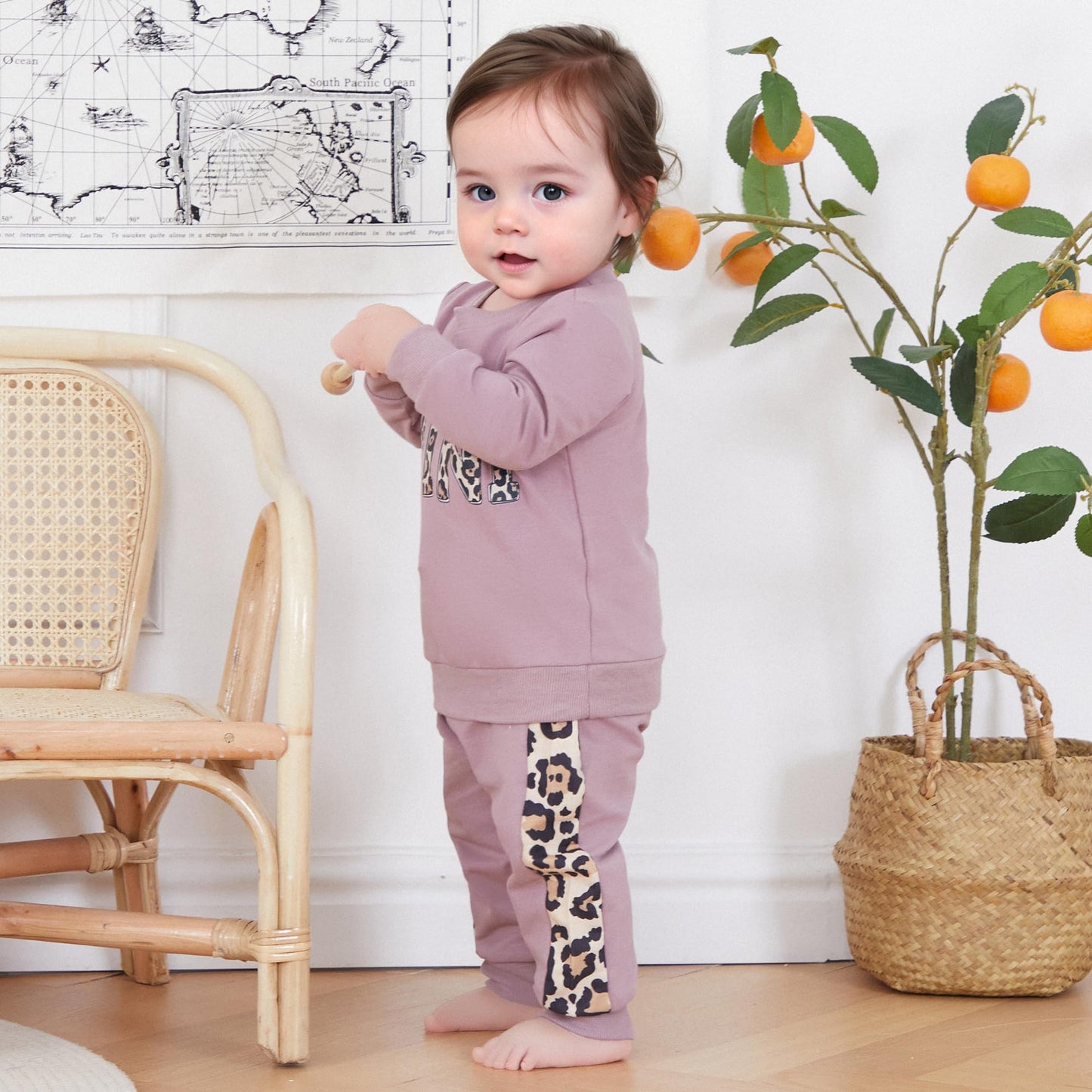 Kupretty Baby Girl Fall Winter Clothes Toddler Outfit Letters Graphic Crewneck Sweatshirts Joggers Pants Set (Purple, 6-12 Month