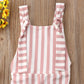 Zaxarra Toddler Baby Girl Stripes Bell-Bottom Jumpsuit Romper Overalls Long Pants Outfits (2-3 Years, Brown Pink)