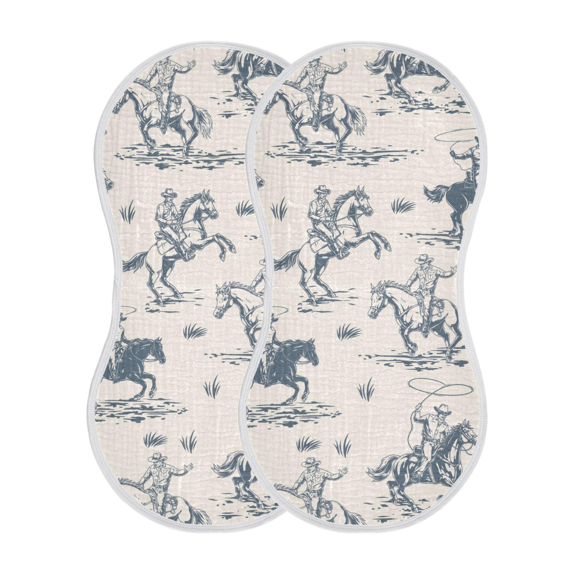 Mazeann Cowboys Horse Western Burp Cloths Baby Boys Girls Absorbent Soft Cotton Burping Cloths Rags 2 Pack
