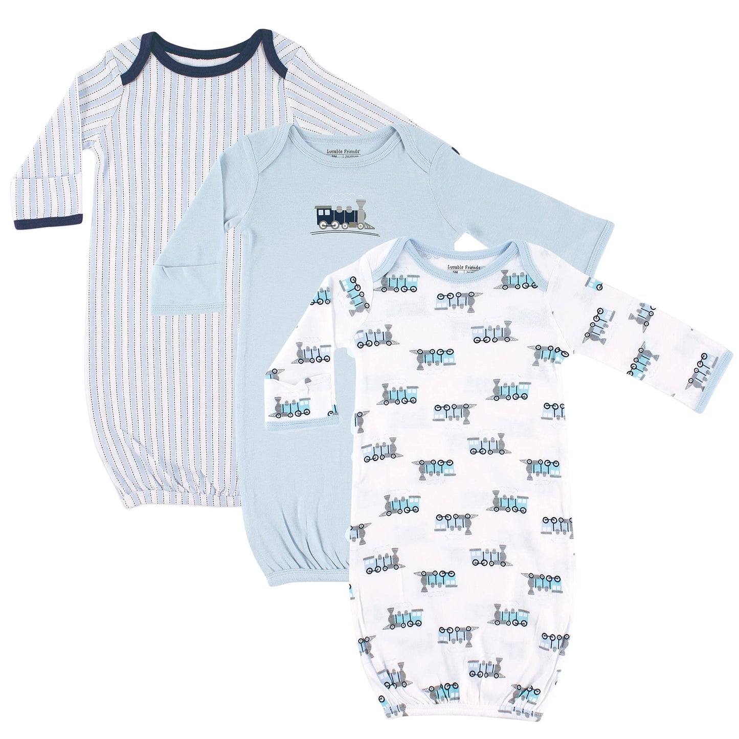 Luvable Friends Unisex Baby Cotton Gowns, Train, Preemie-Newborn