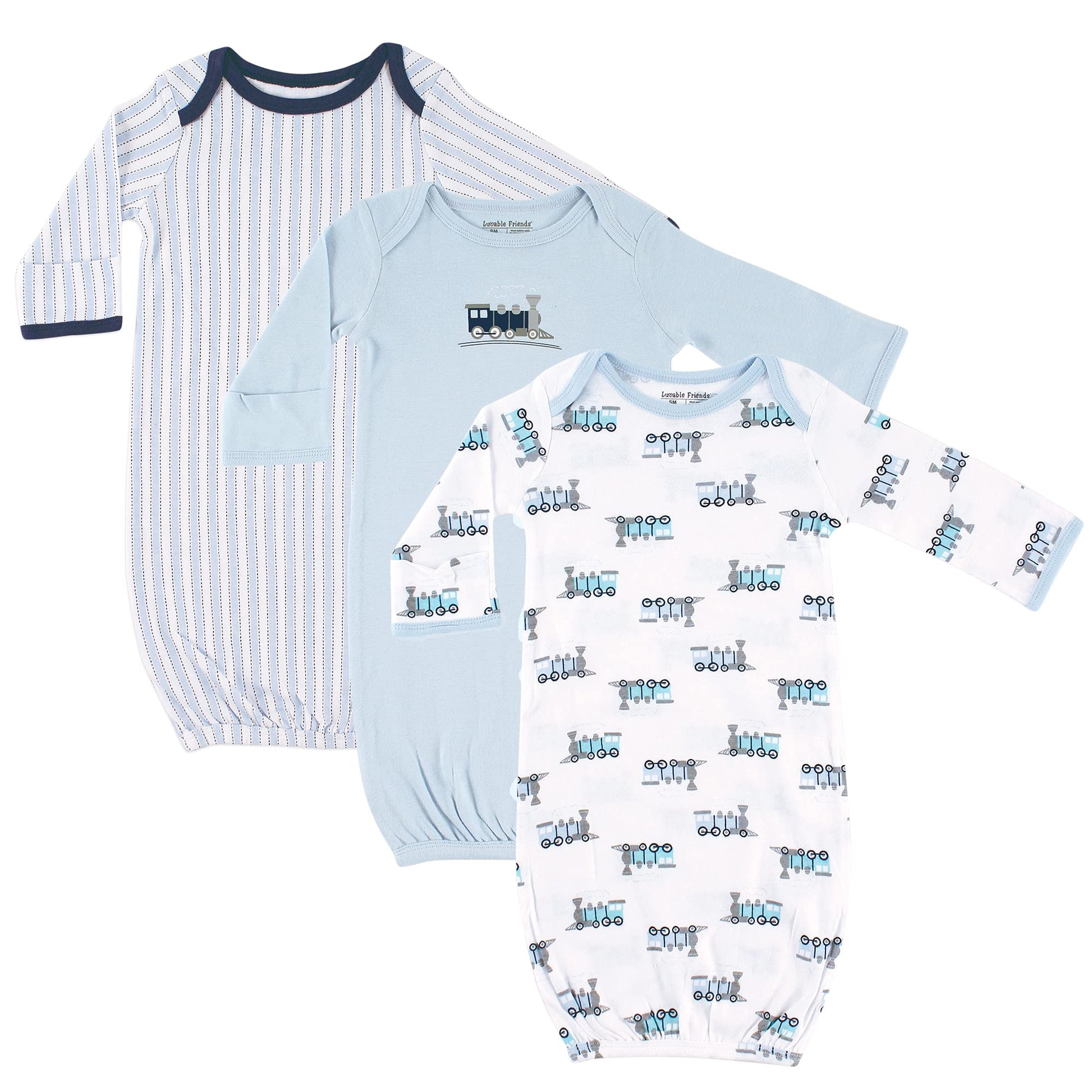 Luvable Friends Unisex Baby Cotton Gowns, Train, Preemie-Newborn