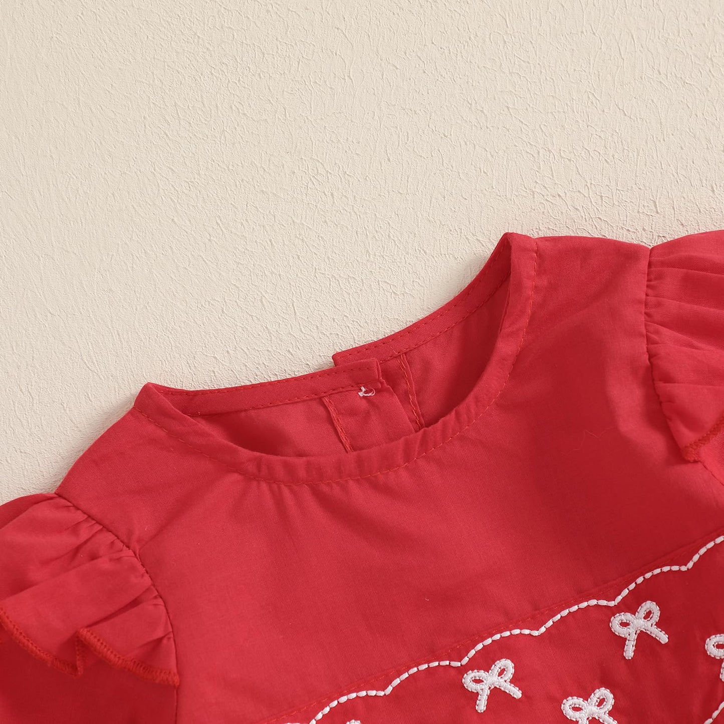 Mlpeerw My First Valentines Day Baby Girl Outfit Newborn Heart Smocked Bubble Romper Bodysuit Cute Valentines Day Clothes (A Bow