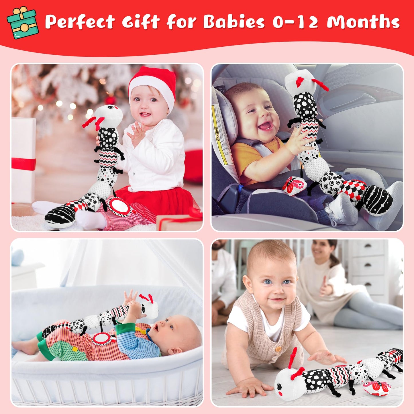 Baby Toys 0-12 Months - Musical Caterpillar Stuffed Animal Soft Plush Toys for Infant Girls Boys 3 6 12 Months Tummy Time Sensor