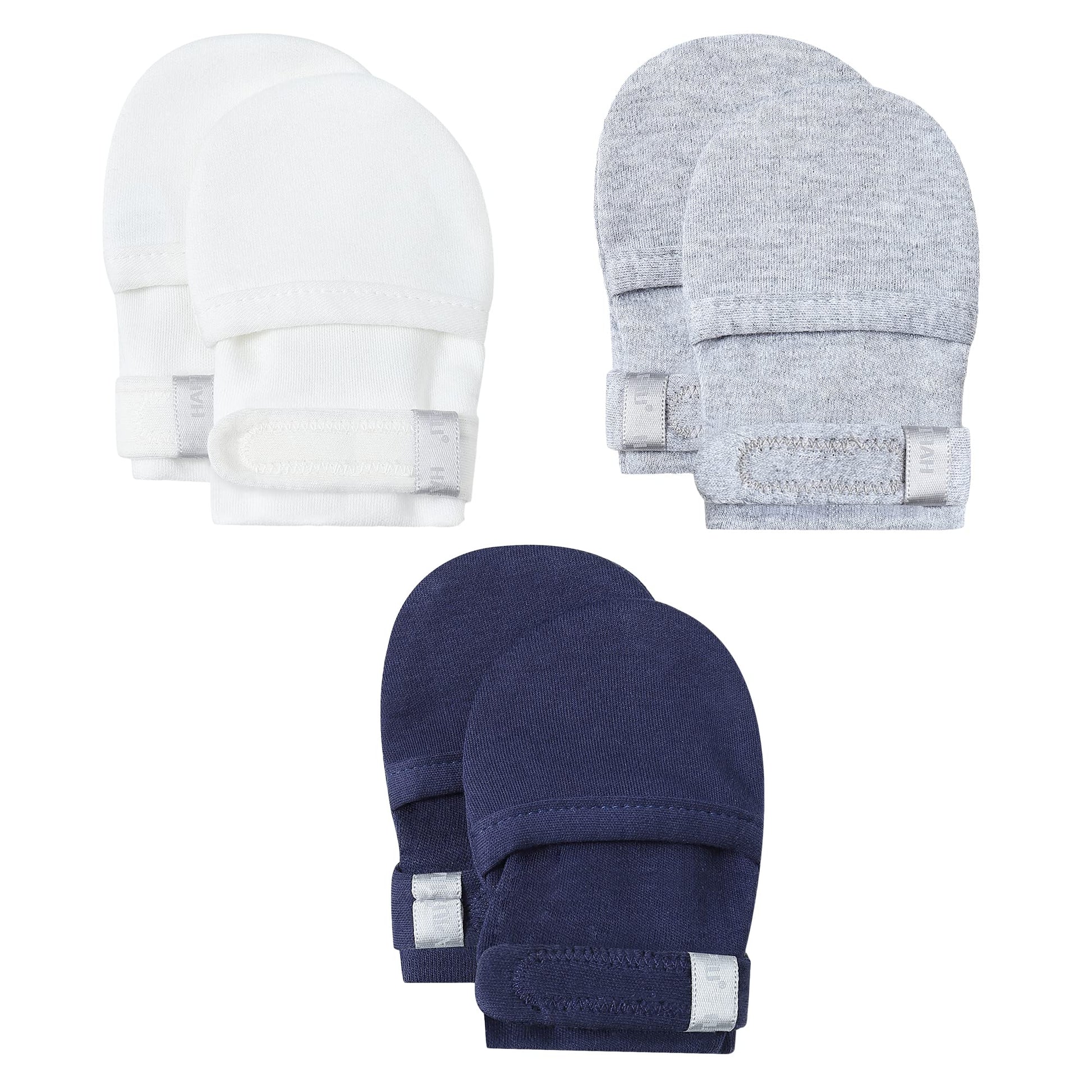 Hapiu Baby Mitten, 3 Pack, Navy&Gray Heather&Cloud, 0-3 Months