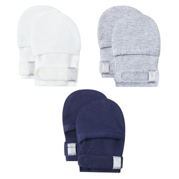 Hapiu Baby Mitten, 3 Pack, Navy&Gray Heather&Cloud, 0-3 Months