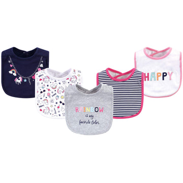 Little Treasure Unisex Baby Cotton Bibs, Happy Rainbow, One Size