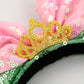 Foeran Mouse Ears Headbands Shiny Bows Mouse Ears Glitter Party Princess Decoration Cosplay Costume For Girls Women (Green/Pink)