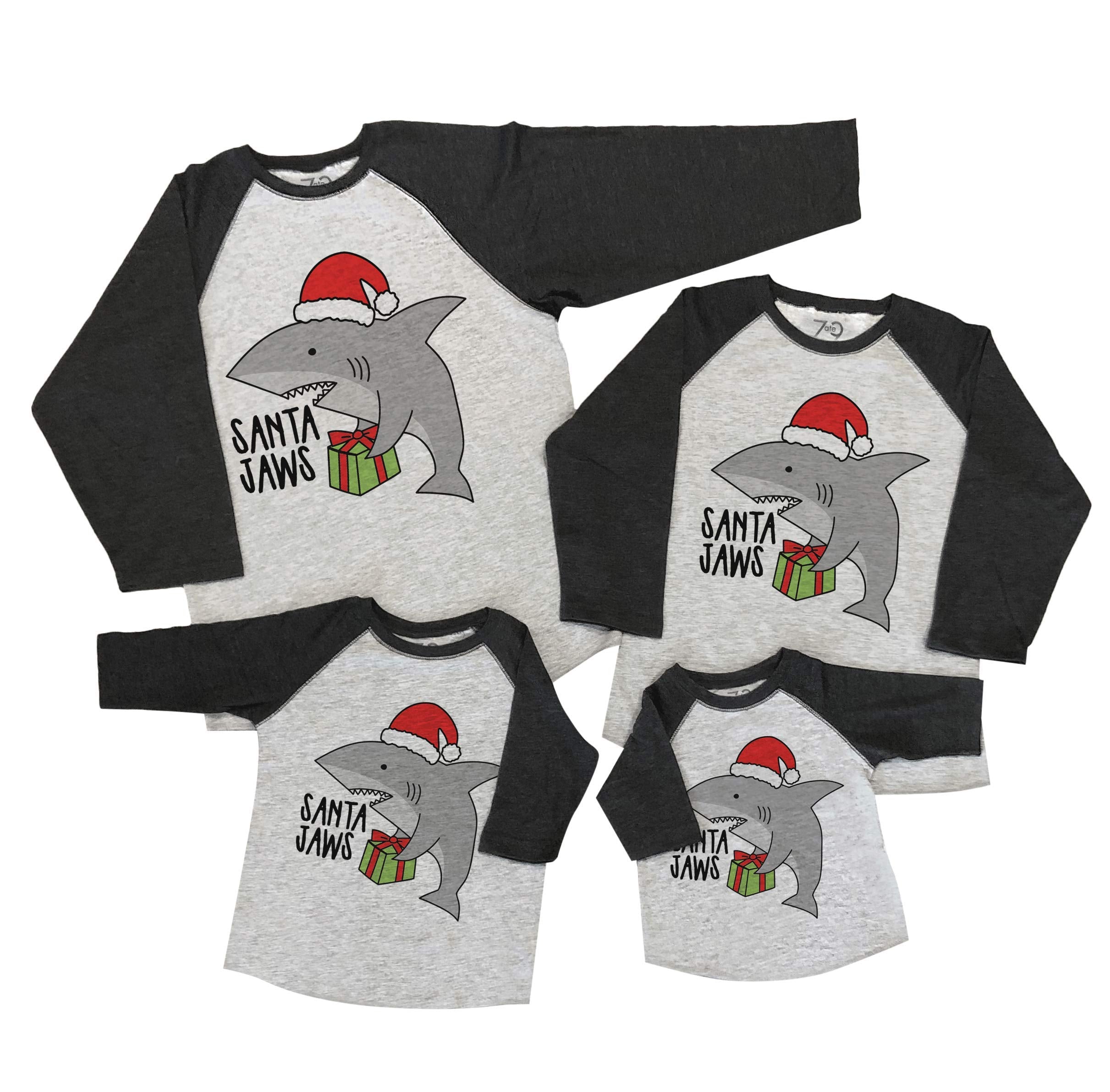 7 Ate 9 Apparel Matching Family Christmas Shirts - Santa Shark Grey Sh – Cutebab WBBAPB07YK1C18K