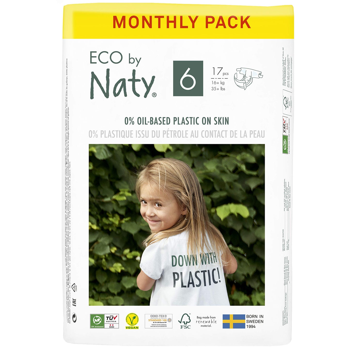 Eco By Naty Baby Diapers - Plant-Based Eco-Friendly Diapers, Great For Baby Sensitive Skin And Helps Prevent Leaking (Size 6, 10
