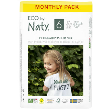 Eco By Naty Baby Diapers - Plant-Based Eco-Friendly Diapers, Great For Baby Sensitive Skin And Helps Prevent Leaking (Size 6, 10