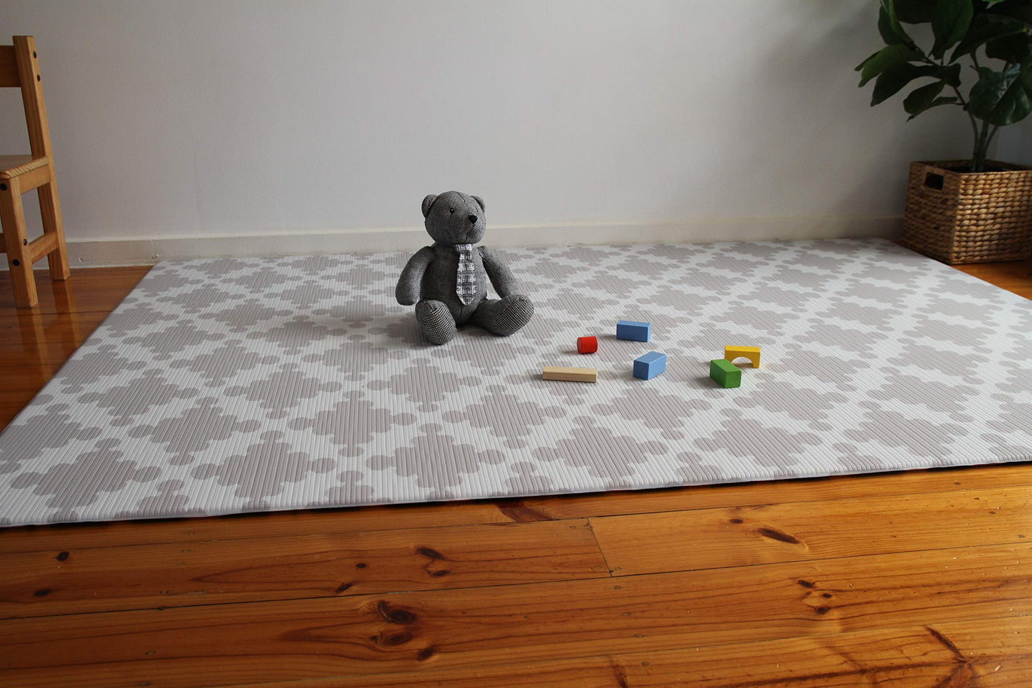 Cushmat Stylish Reversible Foam Play Mat (Large, Luxe Dark - Gray Star) - Soft, Waterproof, Durable Play Mat For Infants, Babies