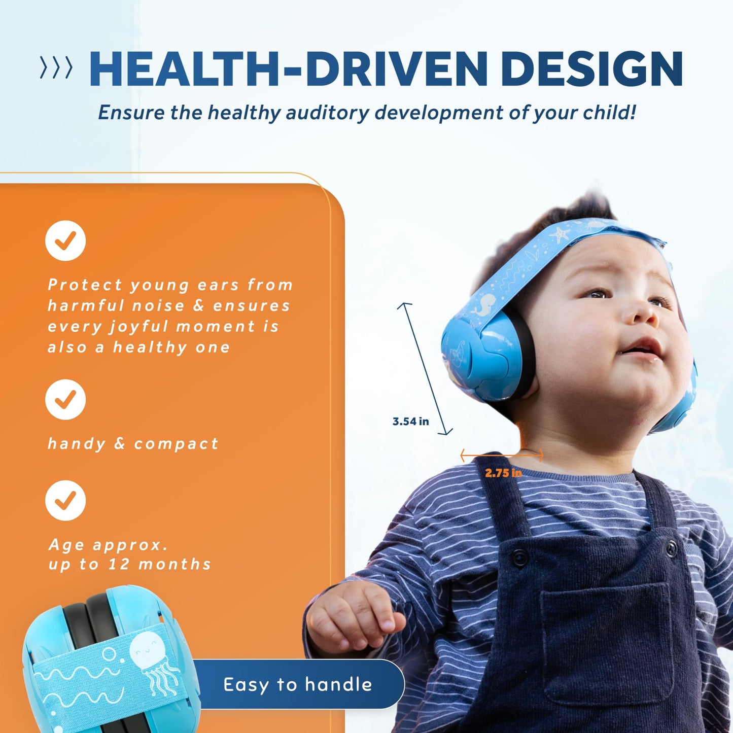 Schallwerk  Mini+ Baby Ear Muffs (Sky Blue) - Noise Protection For Babies, Infants, Toddlers - Ce & Ansi Certified - Kids Noise