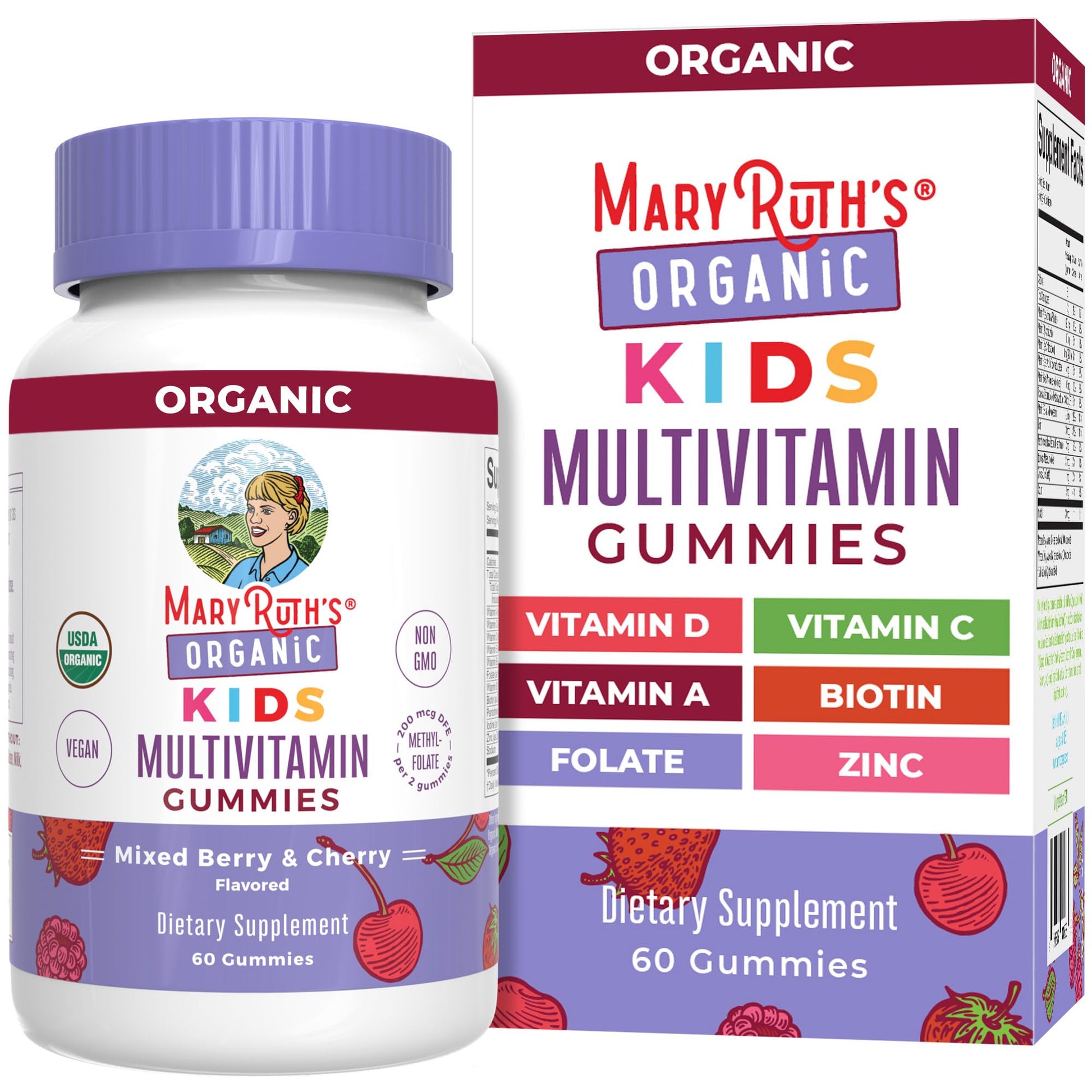 Kids Vitamins By Maryruth'S | Usda Organic | Kids Multivitamin Gummies For Ages 4+ | Vegan | Non-Gmo | Only 2 Gummies A Day | 60