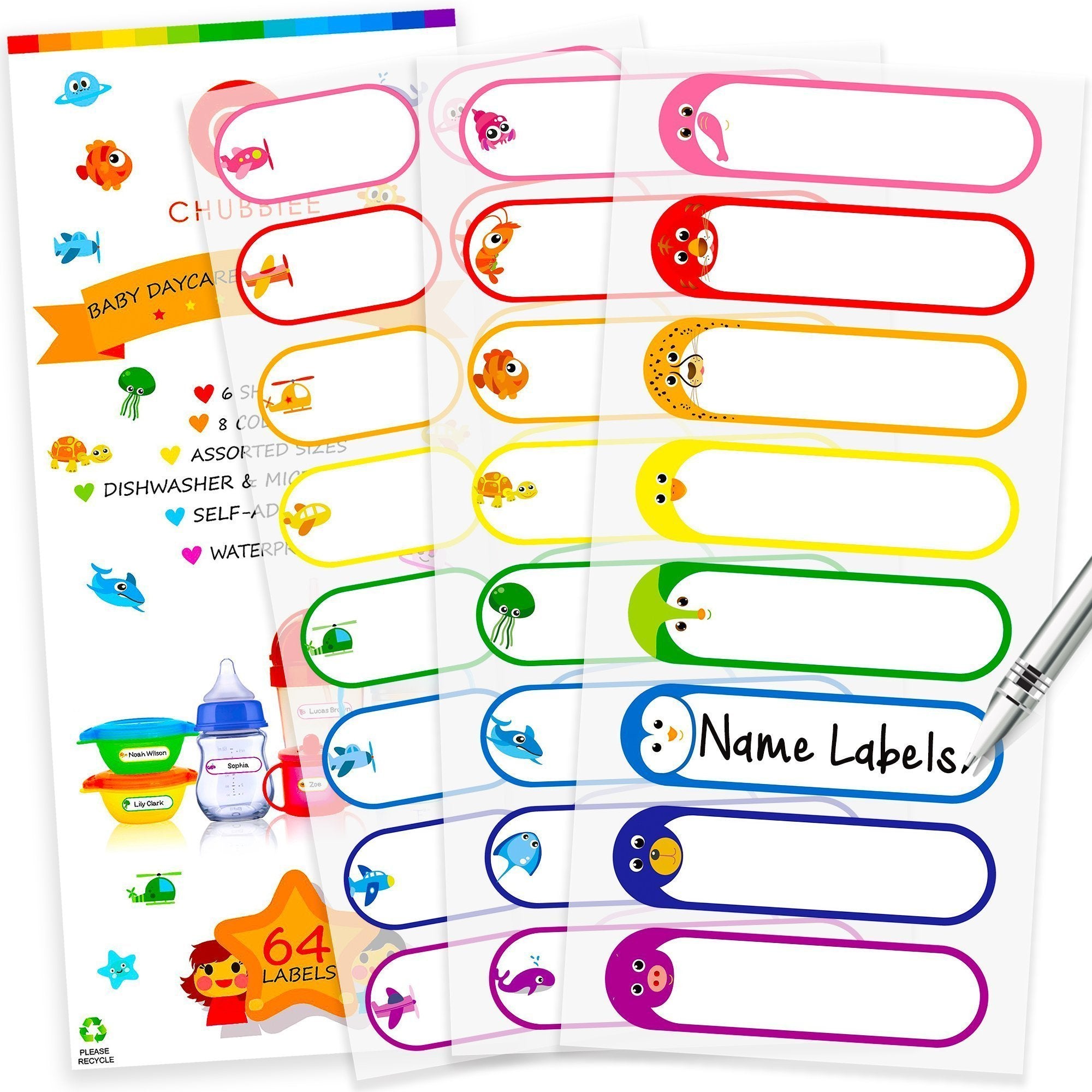 Baby Bottle Labels For Daycare, Self-Laminating, Waterproof Write-On ...