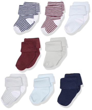 Luvable Friends Unisex Baby Fun Essential Socks, Navy Light Blue, 12-24 Months