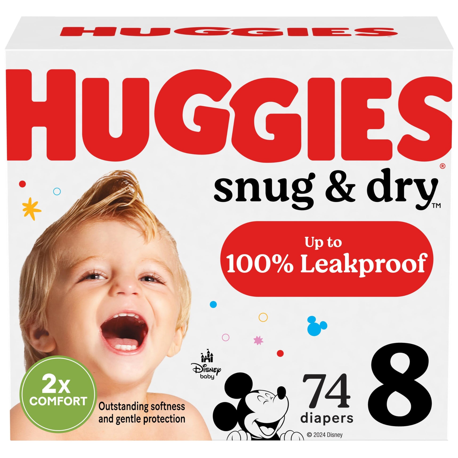Huggies Size 8 Diapers, Snug & Dry Baby Diapers, Size 8 (46+ Lbs), 74 Count