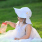 Dasmini Baby&Toddler Stripe Wide Brim Sun Hats Upf 50+ Sun Protection Beach Bucket Cap Cute Adjustable Hat (Sky Stripe, 6-24M)