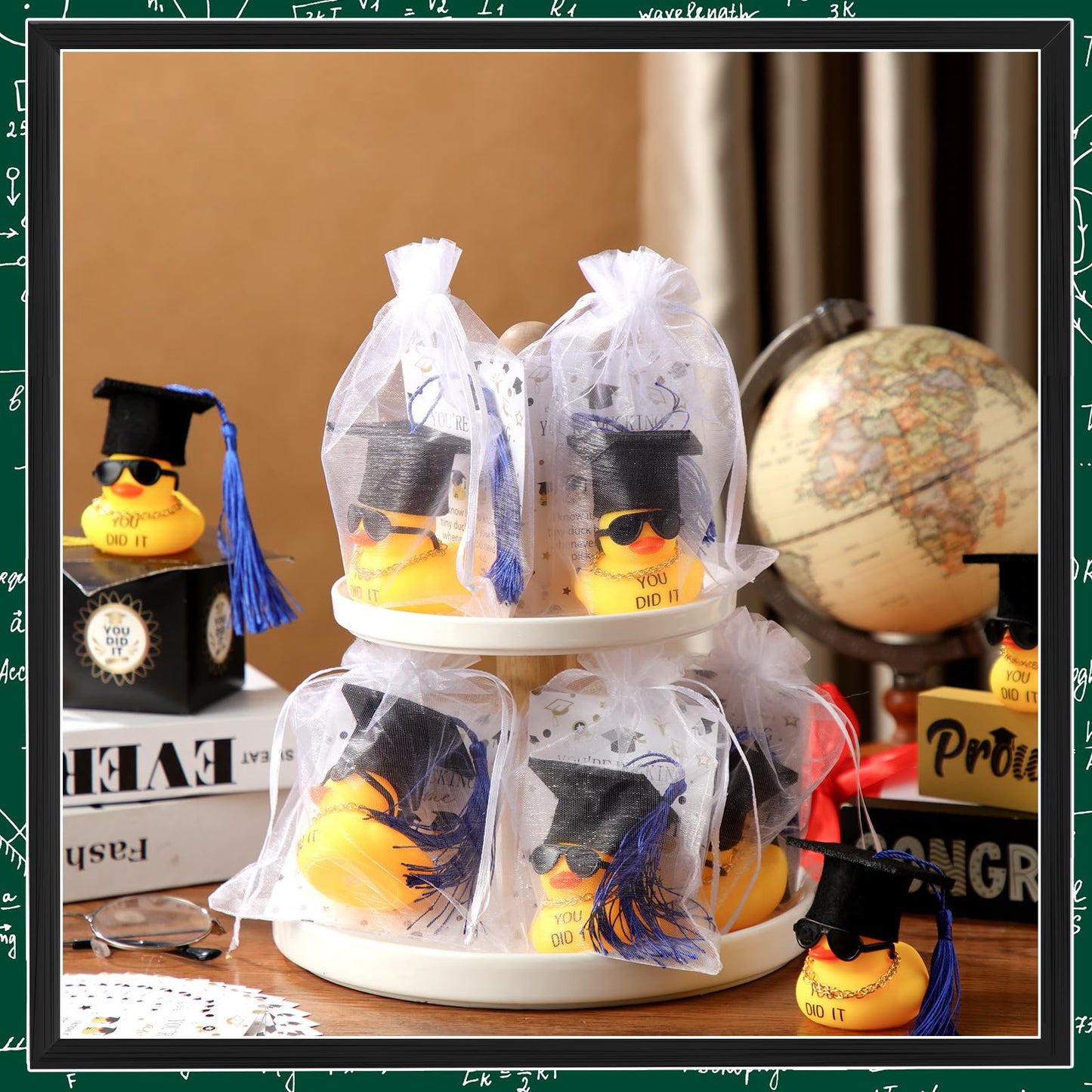 200 Pcs 2025 Graduation Party Favors Includes 2 Inch 50 Pcs Graduation Rubber Ducks with Necklace Sunglasses for Bath Pool 50 Pc