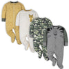 Gerber Baby Boys' 4 Pack Sleep 'N Play Footie, Tiger Grey, 6-9 Months