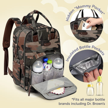 Ruvalino Diaper Bag Backpack - Multifunction Waterproof Travel Backpack, Maternity Baby Bag With Changing Pad & Stroller Ring &
